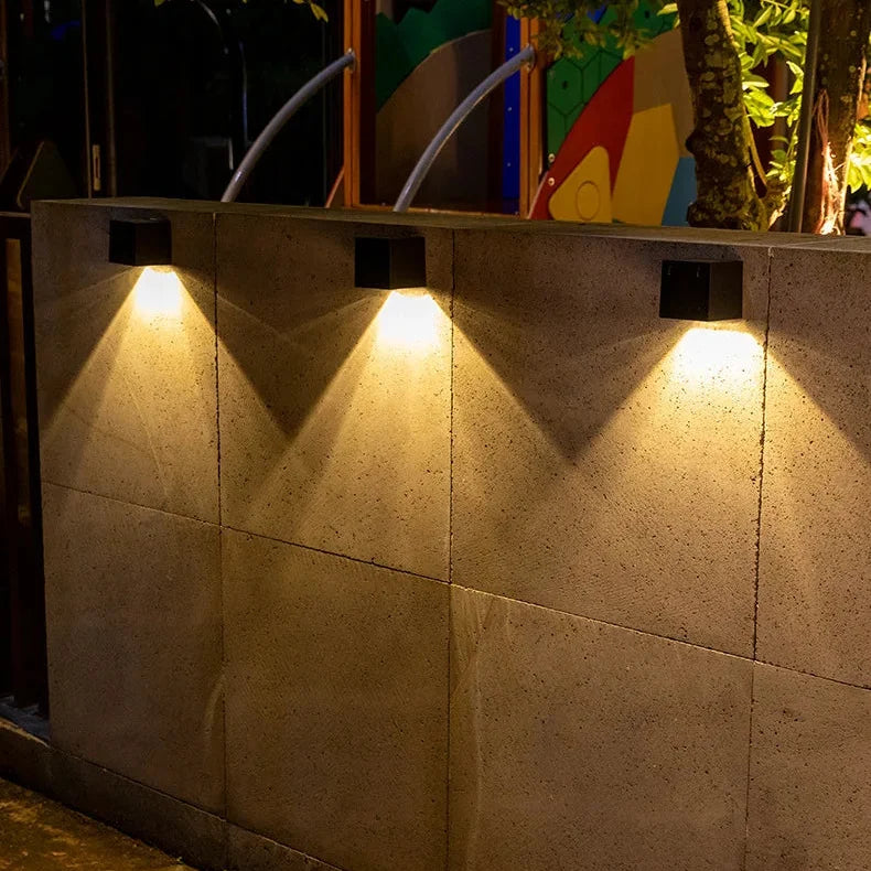 Square Solar Wall Light ABS 8x8cm Warm White LED Outdoor Lighting Garden Path Terrace IP65 Rechargeable Waterproof | Sansoti