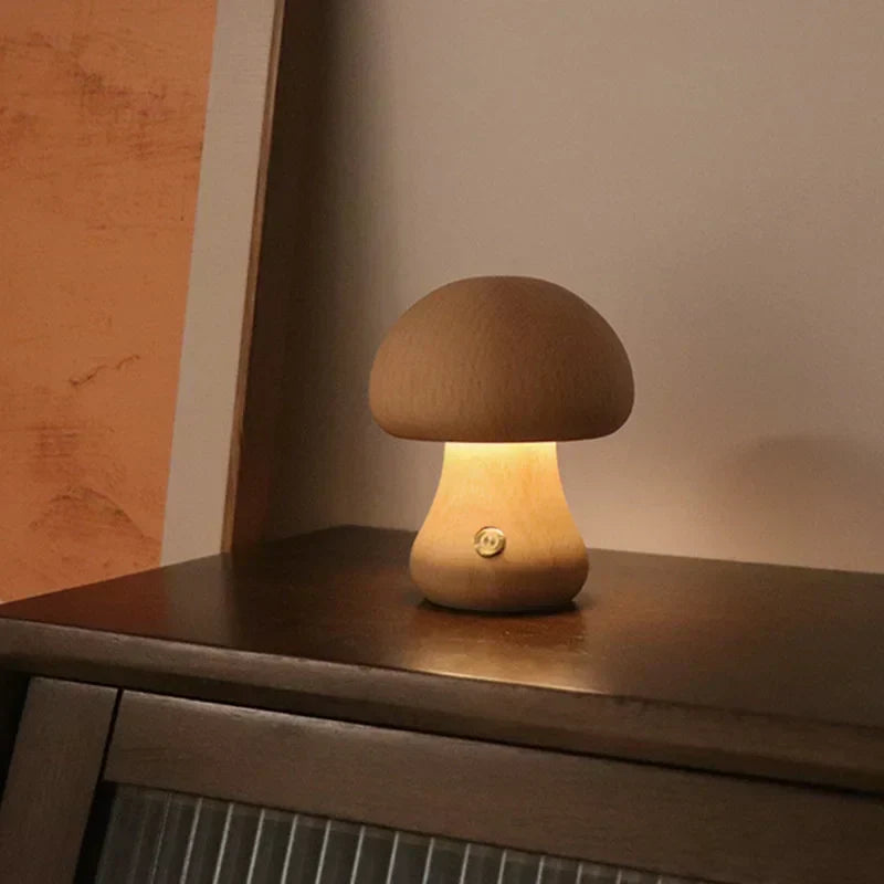 Rechargeable Mushroom Table Lamp with Touch Dimmer Warm LED Light for Bedroom Children's Room Living Room | Sansoti