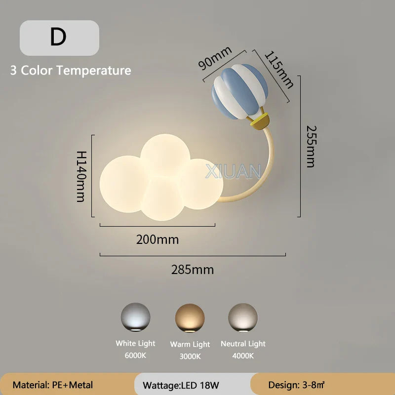 Kinderkamer Wandlamp met Sterren, Regenboog en Vliegtuig – Creatieve LED Verlichting voor Babykamer en Speelkamer | Sansoti