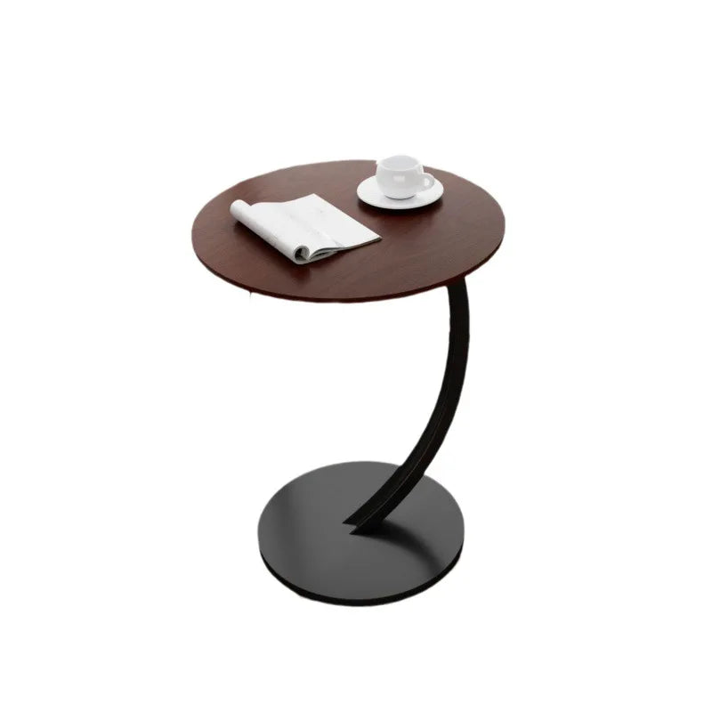 Ronde Bijzettafel Hout Staal Compact Nachtkastje Modern Design Woonkamer Slaapkamer Hoektafel Stijlvol | Sansoti