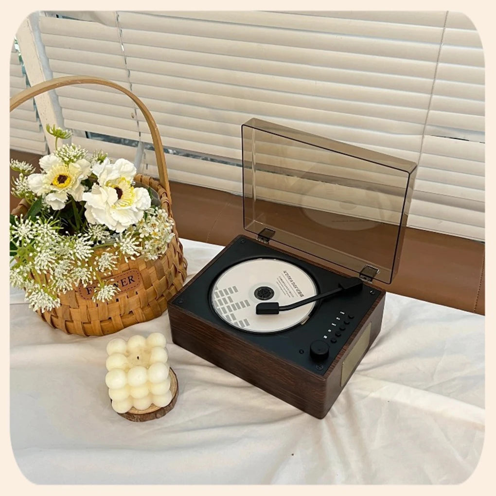 Retro CD player Bluetooth 5.1 portable wood USB AUX living room bedroom music player rechargeable remote control vintage | Sansoti