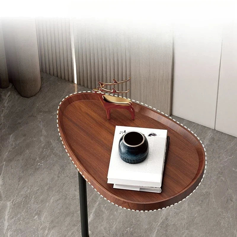 C-Shaped Side Table for Sofa or Bed - Mobile Side Cabinet Living Room Bedroom - Modern Wood and Metal Design | Sansoti