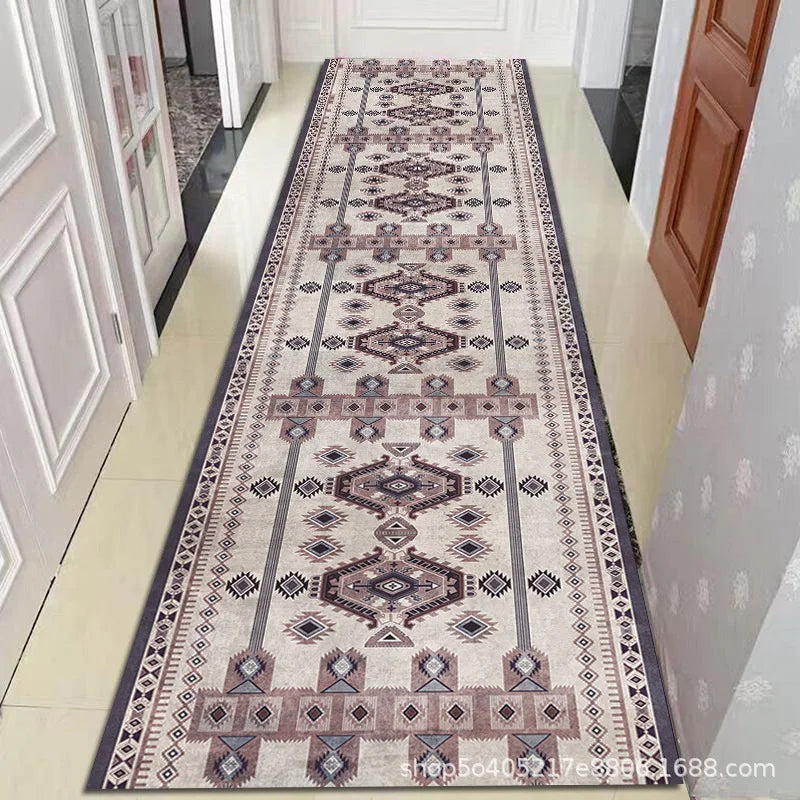 Hallway runner with Geometric Moroccan Pattern - Non-Slip Washable Runner for Hallway Entrance Corridor Living Room | Sansoti