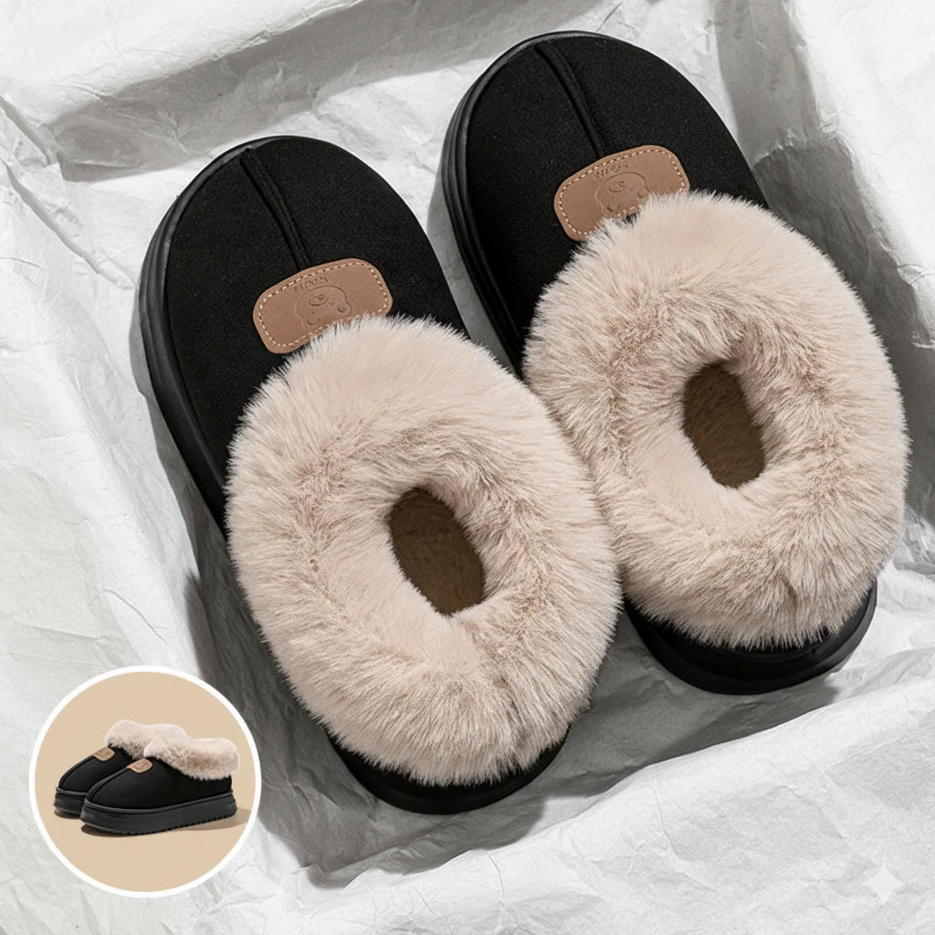 Gefütterte Winterhausschuhe mit hohem Schaft Warme Hausschuhe Dicke rutschfeste Sohle Unisex für drinnen und draußen | Sansoti