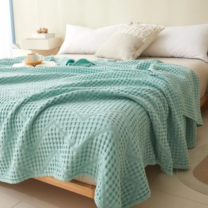 Katoenen Muslin Plaid 100x150-200x230cm Effen Geweven Deken Zacht Huidvriendelijk voor Bank Bed Auto | Sansoti
