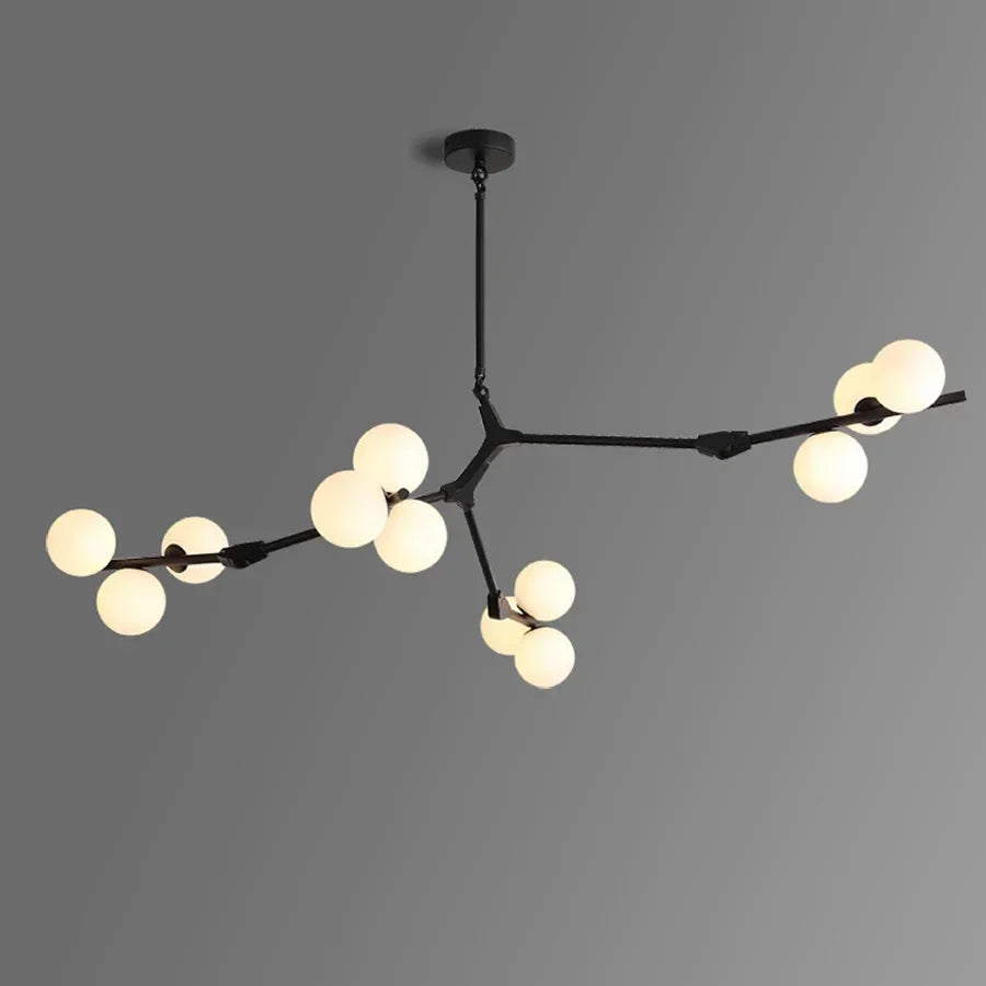 Gepolijste Metalen Hanglamp met Glazen Bollen Goud Zwart G4 LED Eetkamer Woonkamer Takkendesign Modern | Sansoti