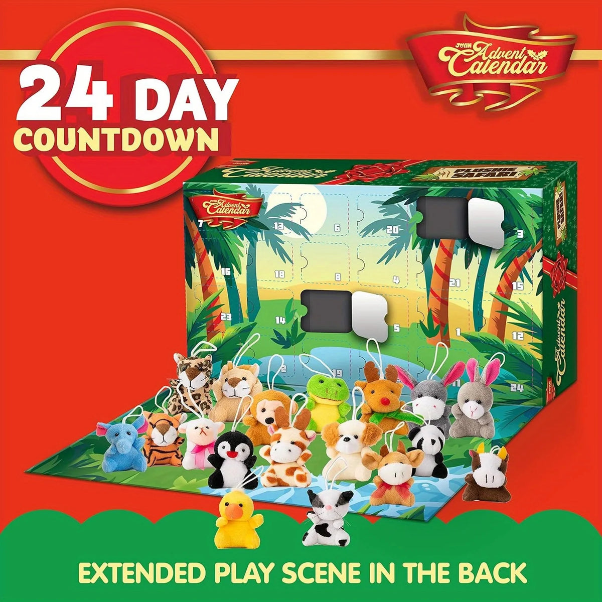 Adventskalender met 24 Mini Knuffeldieren Kerstmis Aftellen Interactief Speelgoed Kerst Surprise Kinderen | Sansoti