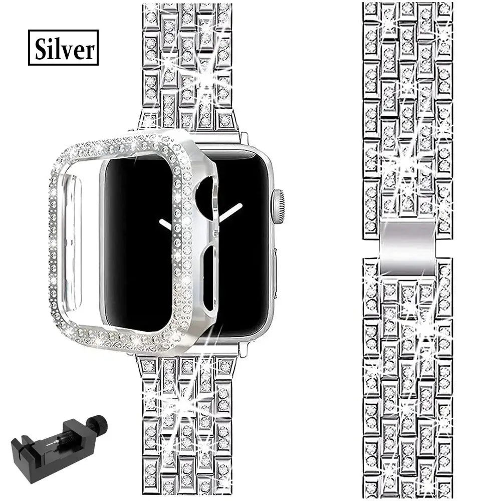 Smartwatch Bandje met Kristallen Edelstaal Verstelbaar Luxe Horloge Band Sparkle Statement Accessoire | Sansoti