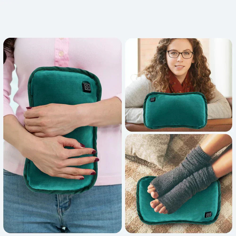 Heatable USB Pillow 30x20cm Light Grey Green Hand Warmer Belly Pillow Travel Pillow | Sansoti