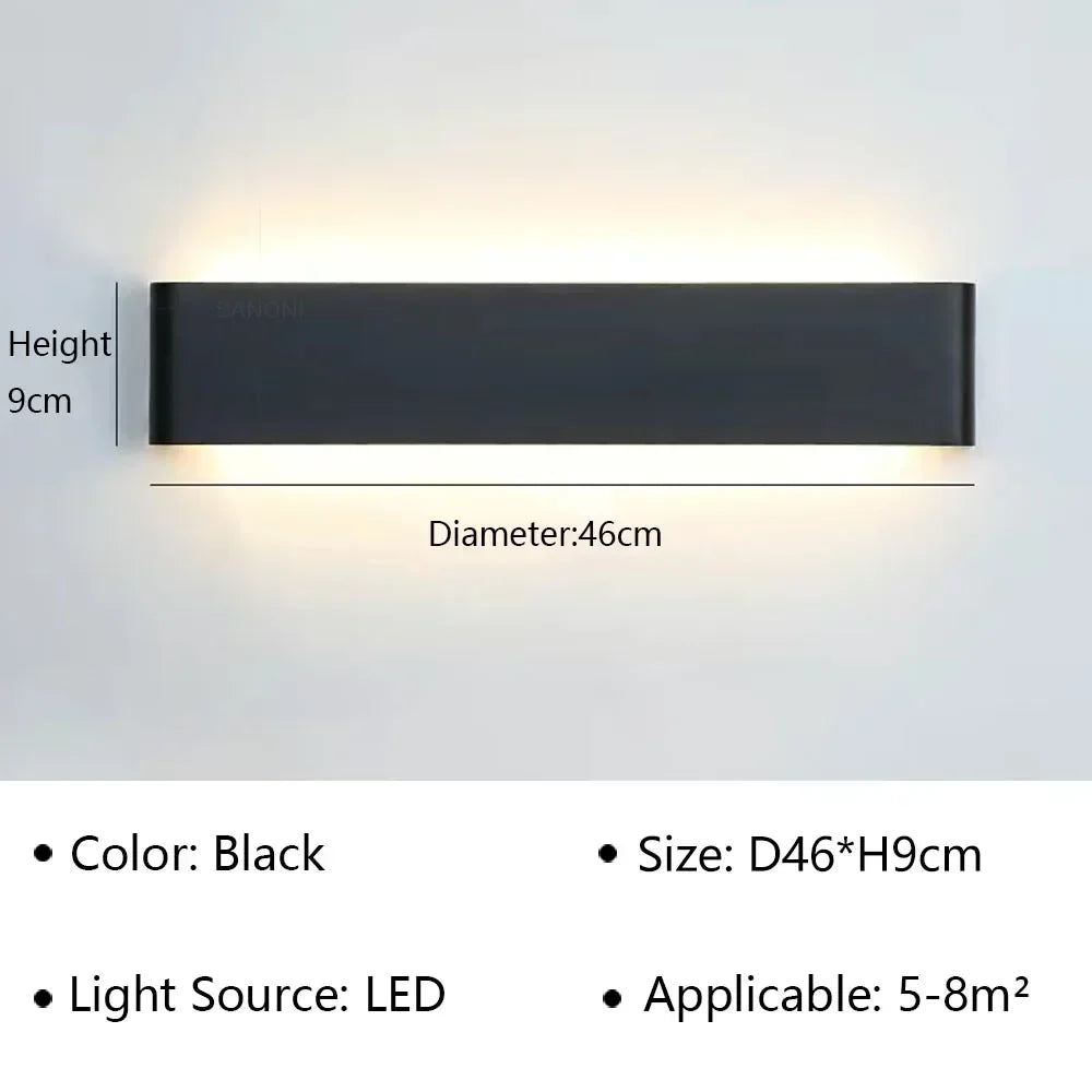 LED Wall Light Modern Aluminum Acrylic 30cm Warm White Black Gold Bedroom Hallway Bathroom Minimalist Design | Sansoti