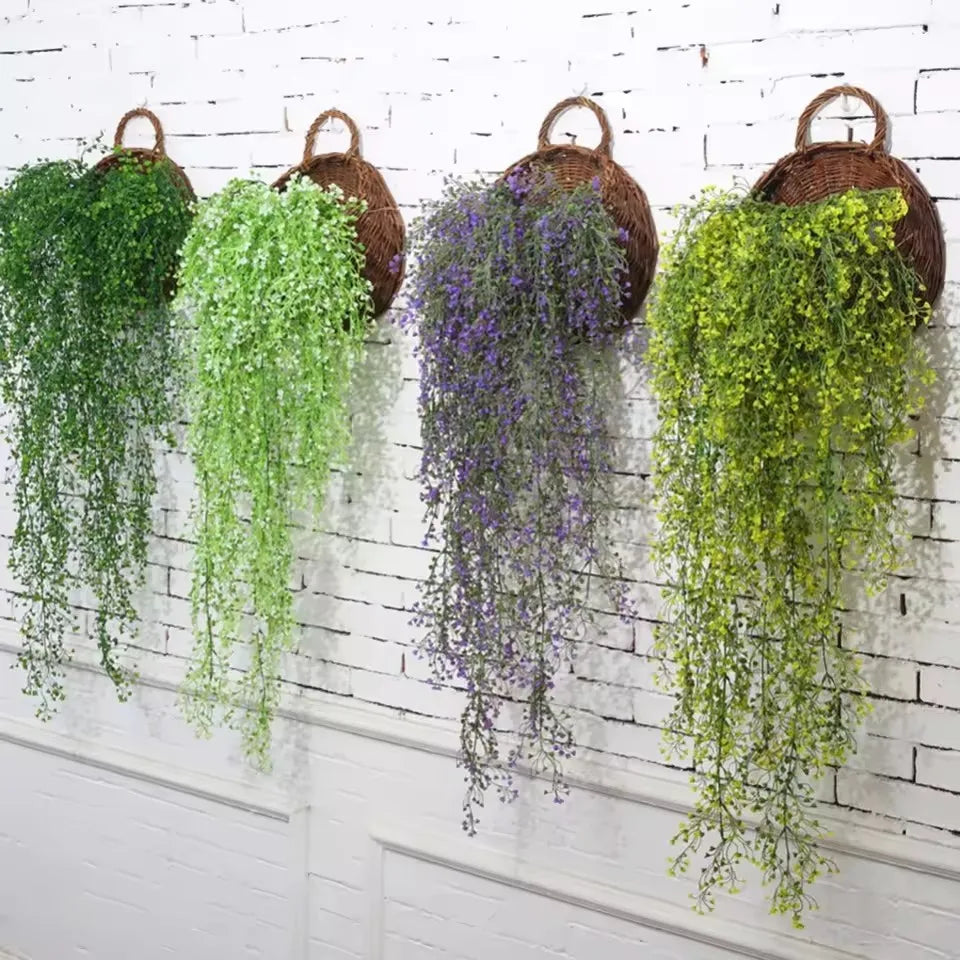 Hanging basket rattan natural wall decoration garden balcony living room handmade flowerpot basket rattan plant basket indoor outdoor | Sansoti