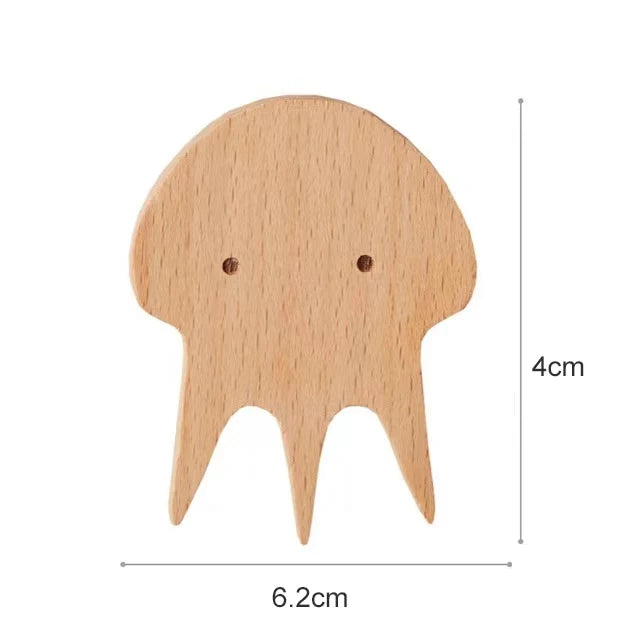 Crochets muraux en bois animaux autocollants, porte-manteaux pour chambre d'enfant, design scandinave, décoration murale | Sansoti
