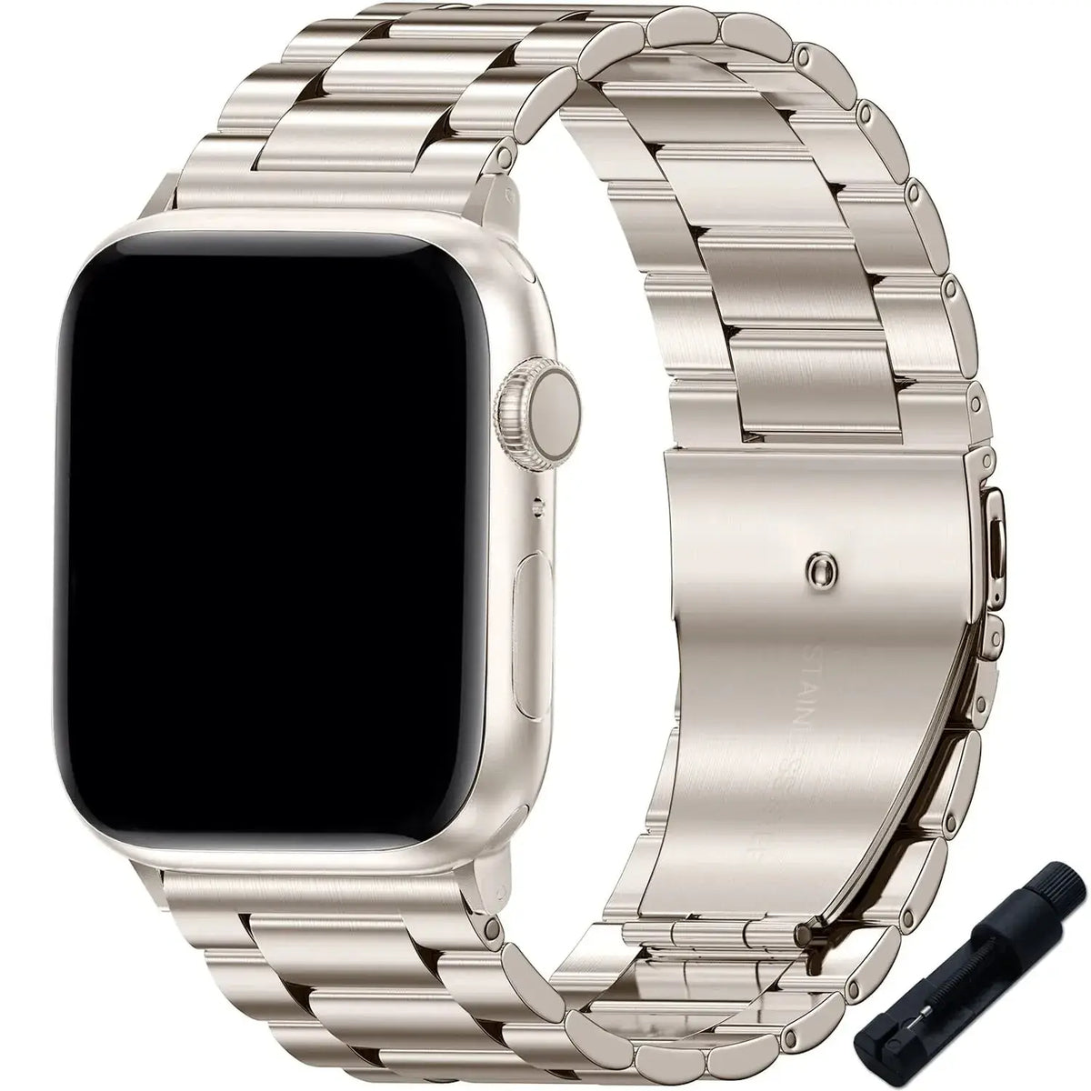 Roestvrij Stalen Smartwatch Bandje Premium Metalen Horlogeband Verstelbaar Polsbandje Stijlvol Elegant | Sansoti