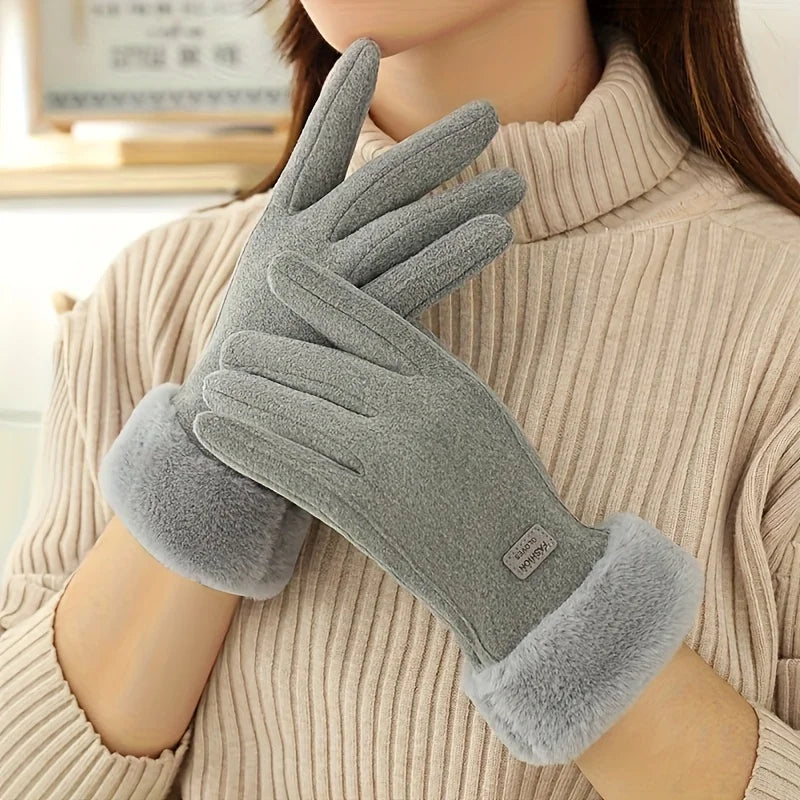 Gevoerde Dameshandschoenen Touchscreen Winddicht Warm Thermisch Gebreid Winter Wollen Handschoenen Ski | Sansoti