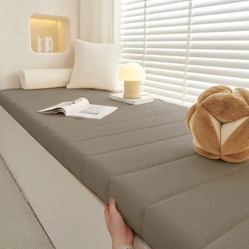 Velvet seat cushion, 4 cm thick, non-slip teddy bench mat for garden benches, windowsills, indoor and outdoor garden furniture | Sansoti