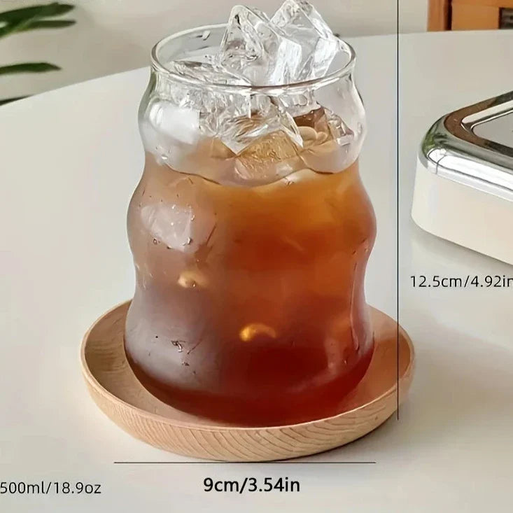 Verre cannelé résistant à la chaleur set de 4 pièces – Verre à double paroi pour boissons chaudes et froides – Verre borosilicaté écologique 350ml | Sansoti