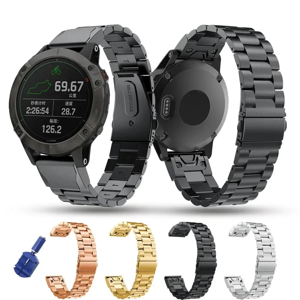 Pasek do smartwatcha ze stali nierdzewnej z systemem QuickFit, 20 mm 22 mm 26 mm, złoty, srebrny, czarny, bransoleta do zegarka | Sansoti