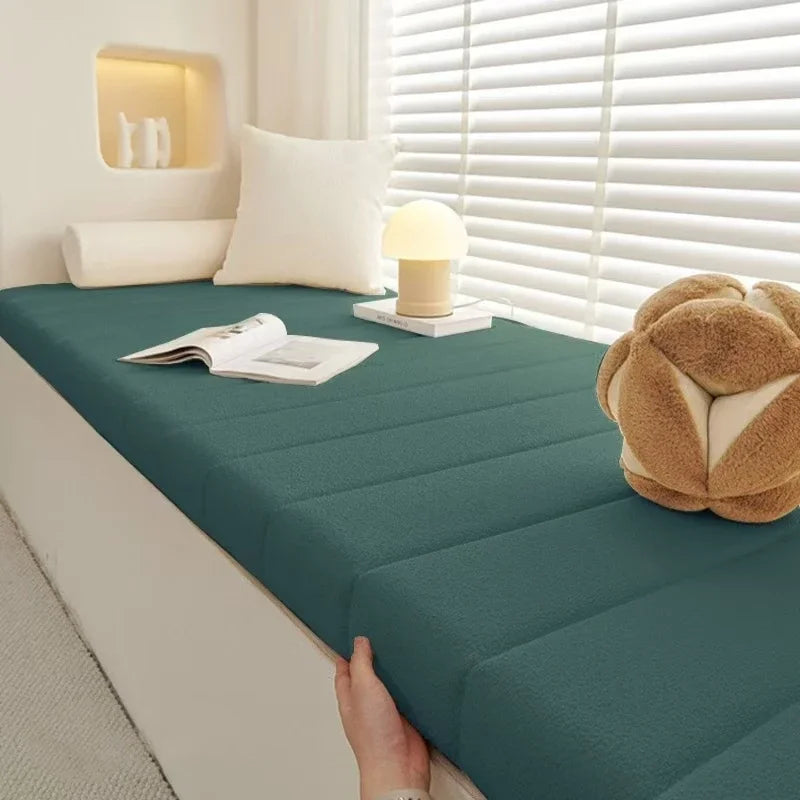 Velvet seat cushion, 4 cm thick, non-slip teddy bench mat for garden benches, windowsills, indoor and outdoor garden furniture | Sansoti