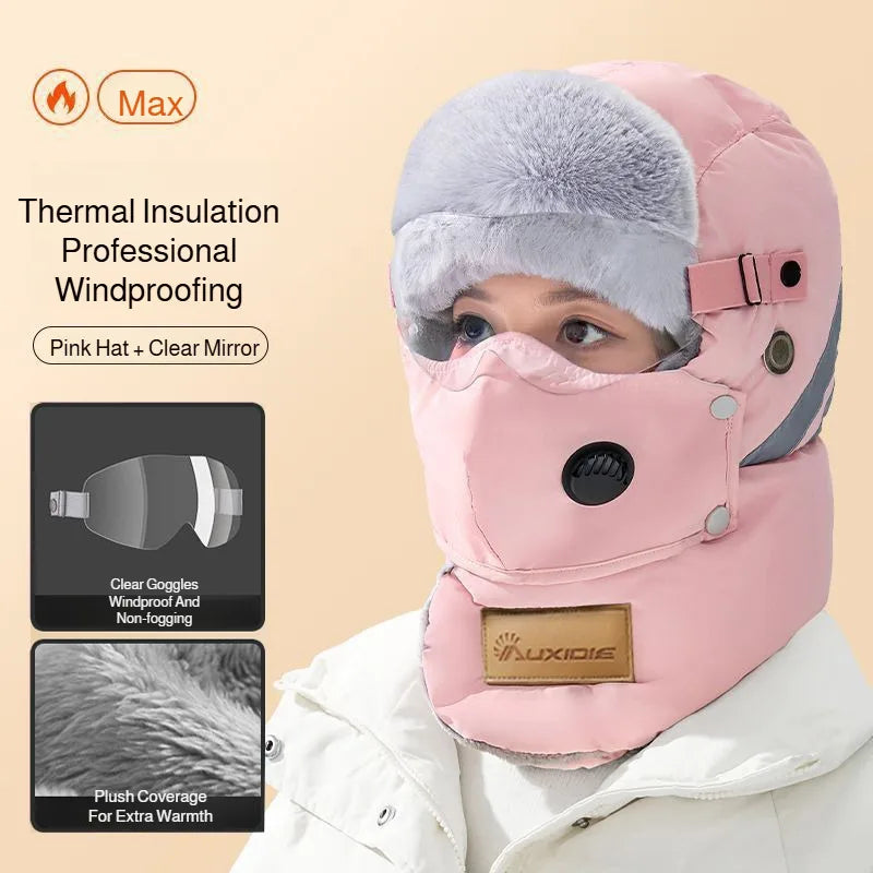 Thermal Winter Hat with Wind Protection and Detachable Face Mask, Unisex, for Outdoor Walking and Skiing in Winter | Sansoti