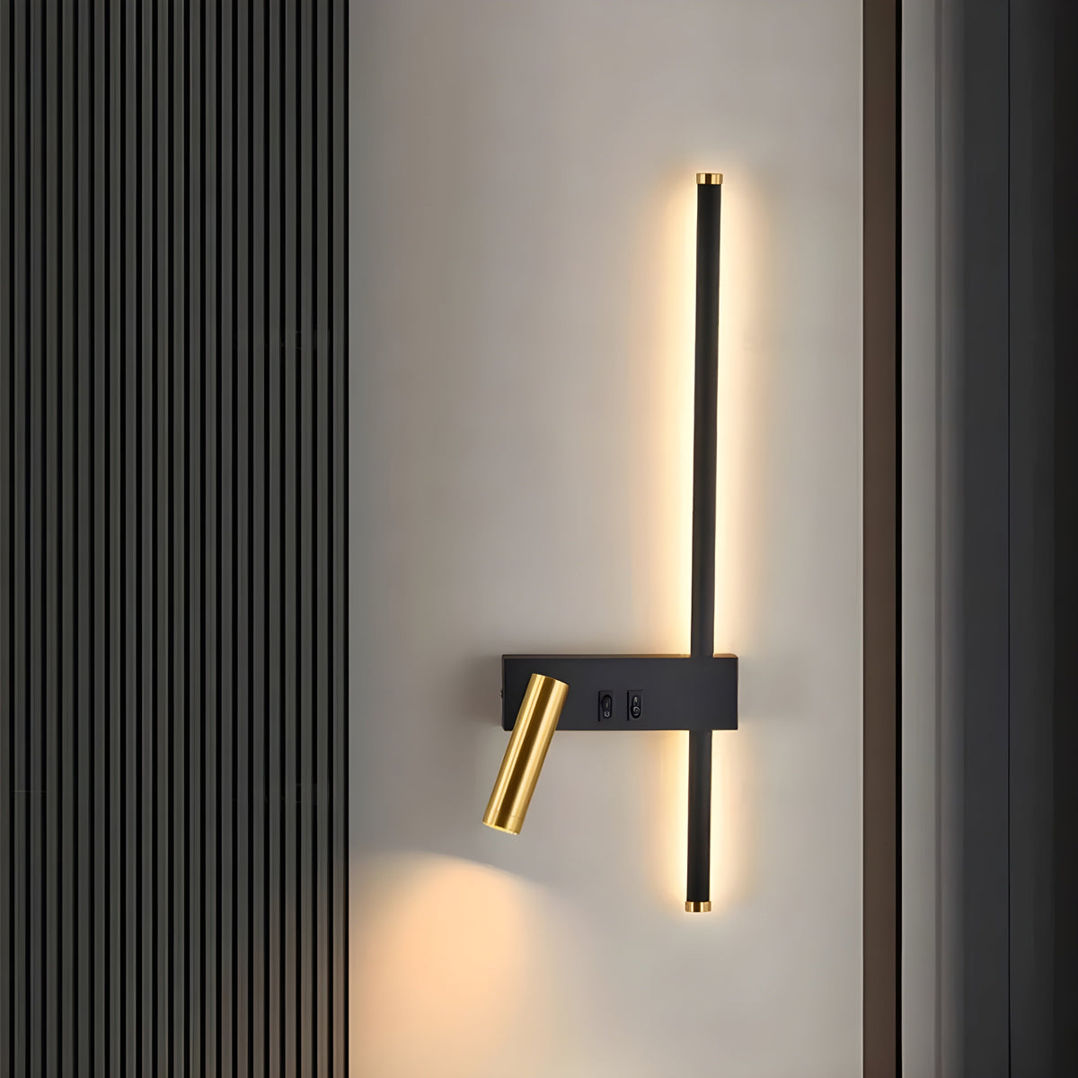 Wall Lamp LED Black Gold with Switch Up Down Light | Sansoti