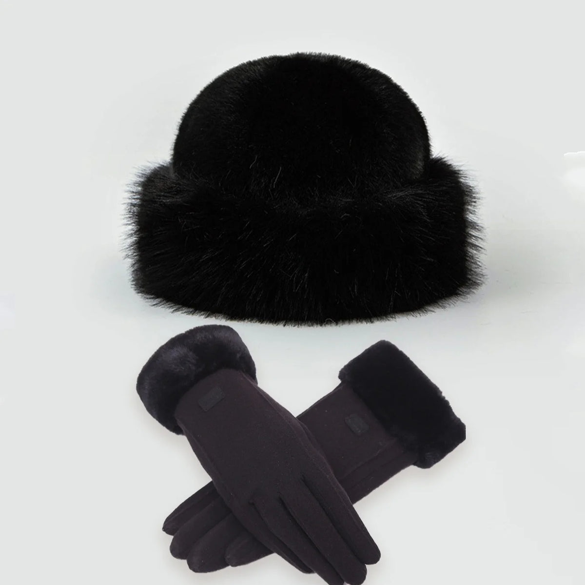 Pluche Winterset Muts en Handschoenen Dames Heren Dikke Fleece Beanie Oudroze Zwart Wit Warm Winter Skimuts | Sansoti