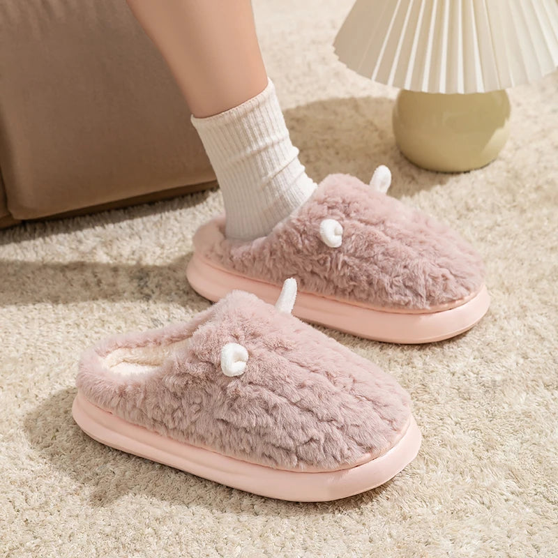 Pluche Winterpantoffels Gesloten Model Dik Gestoffeerd Antislip Warm Comfortabel Binnen Dames Heren Unisex | Sansoti