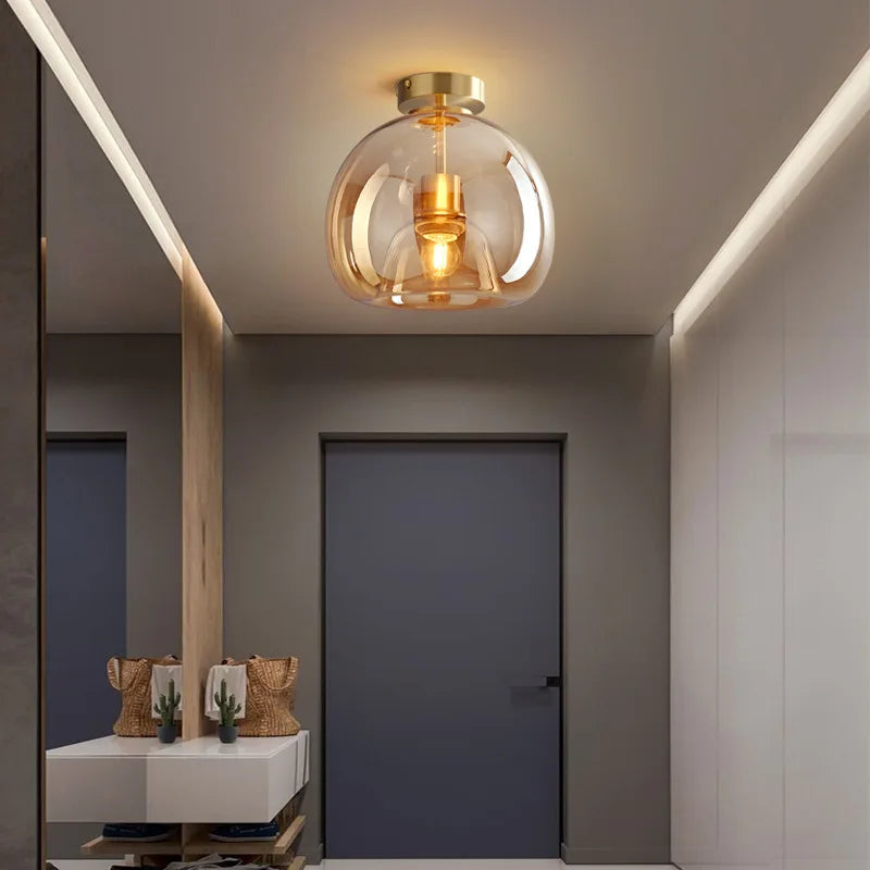 Moderne LED-Deckenlampe aus Glas – Design-Deckenleuchte mit E27-Fassung für Wohnzimmer, Schlafzimmer und Küche | Sansoti