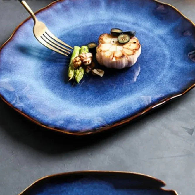 Handmade Porcelain Dinnerware Set 4-Piece Unique Color Patterns Microwave and Dishwasher Safe for Daily Use | Sansoti