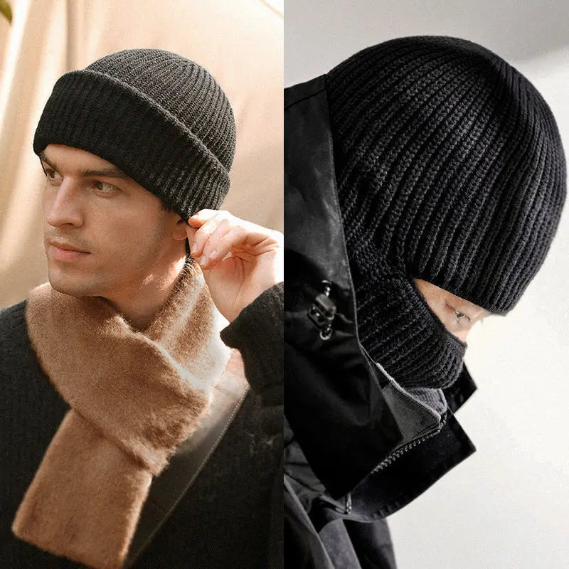 Gestrickte Sturmhaube für Wintersport, Skifahren und Radfahren, für Damen und Herren, mit Fleece, Ohrenschutz und Gesichtsbedeckung | Sansoti