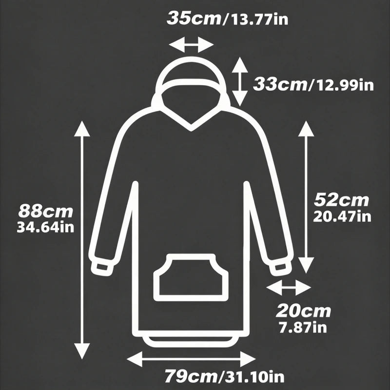 Reversible Hoodie Blanket Fleece Wearable with Pocket Oversized House Robe Loungewear Comfortable Homewear | Sansoti