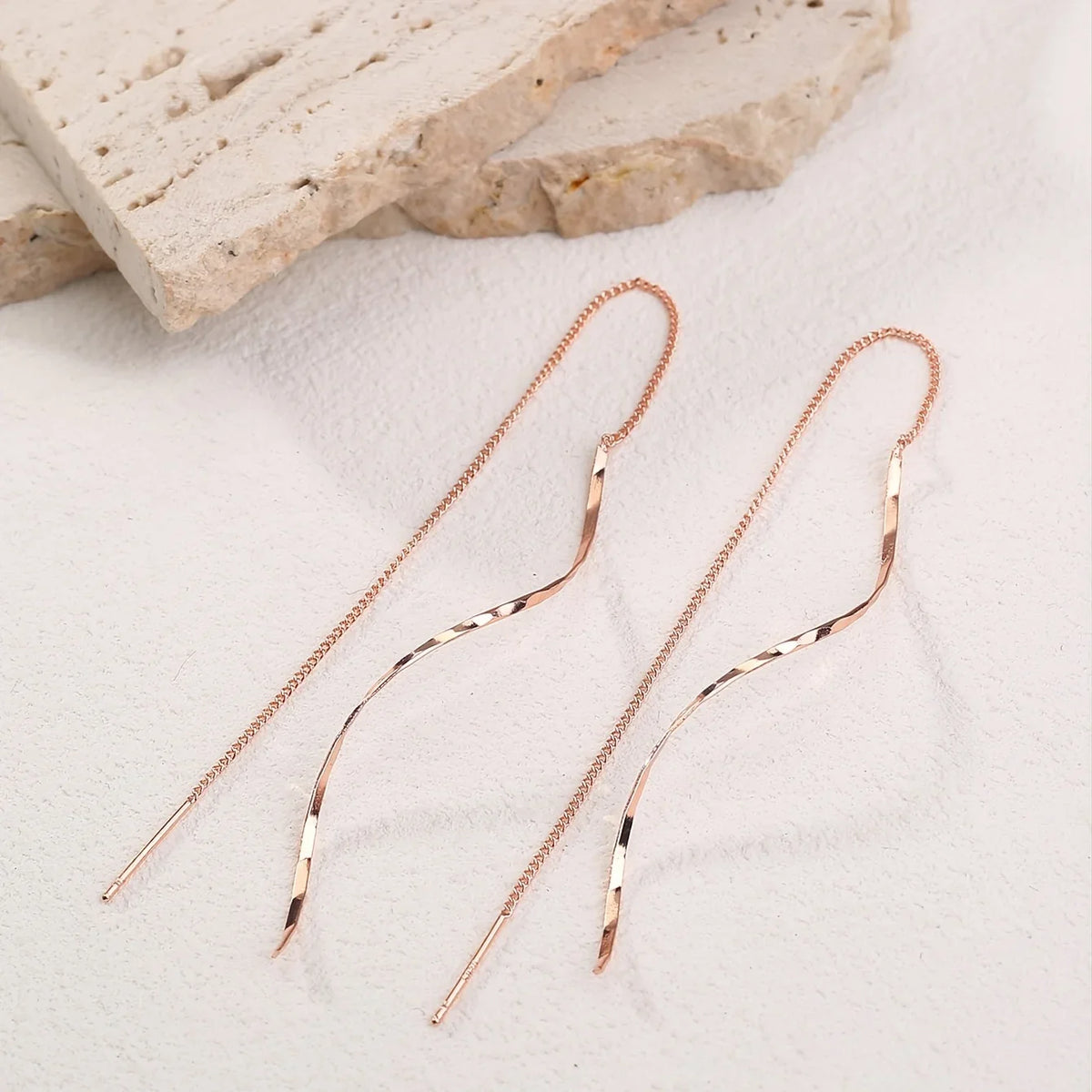 Wavy Earrings with Tassels Gold Silver Rose Statement | Sansoti