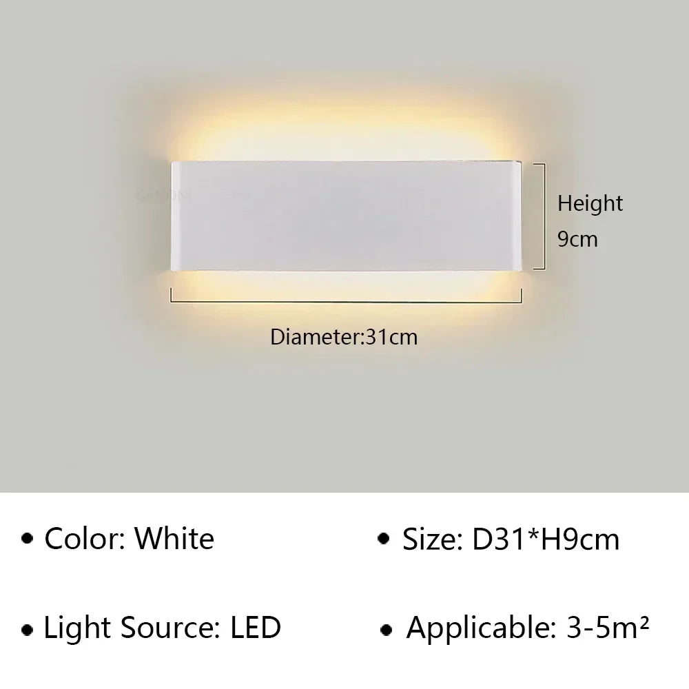 LED Wall Light Modern Aluminum Acrylic 30cm Warm White Black Gold Bedroom Hallway Bathroom Minimalist Design | Sansoti