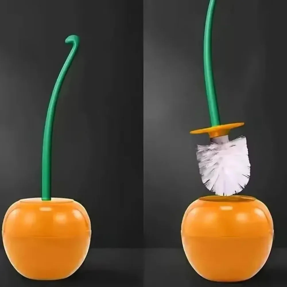 WC-borstel Kersje Rood Oranje Groen Keramiek Badkameraccessoire Speels Compact Hygiënisch Toilet Design | Sansoti
