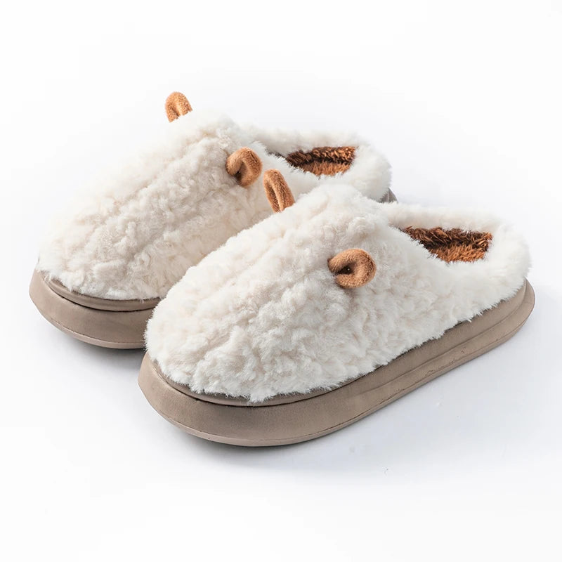 Pluche Winterpantoffels Gesloten Model Dik Gestoffeerd Antislip Warm Comfortabel Binnen Dames Heren Unisex | Sansoti