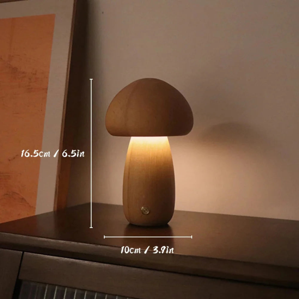 Holzpilz-Tischlampe Verstellbare Stimmungsbeleuchtung | Sansoti