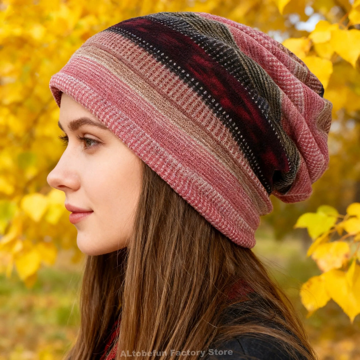 Dunne muts - Multifunctionele Herfst Winter Vrouwen Dual-Use Hoeden Dames Skullies Beanies Streep Ontwerp Dunne Meisje Mode Feminino Sjaal Bht186