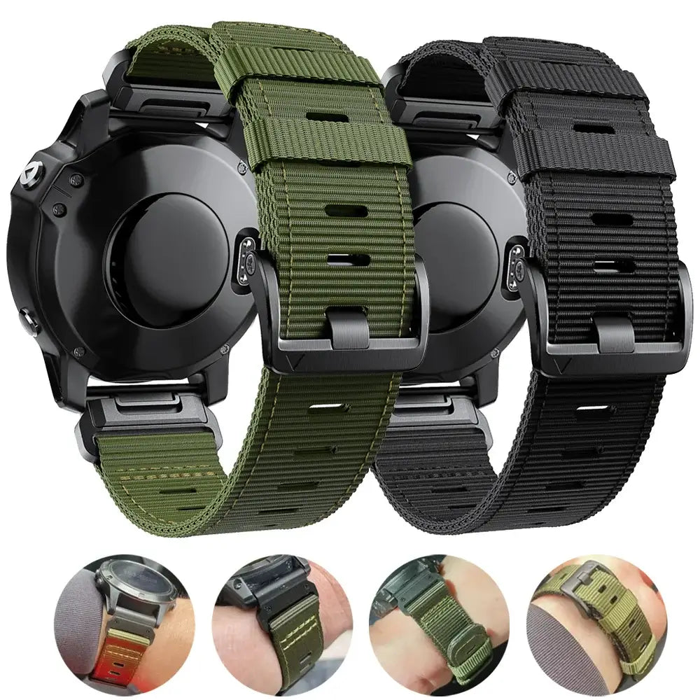 Tactical Nylon Watchband QuickFit 22mm 26mm Smartwatch Replacement Sports Outdoor Wristband Breathable Comfortable | Sansoti