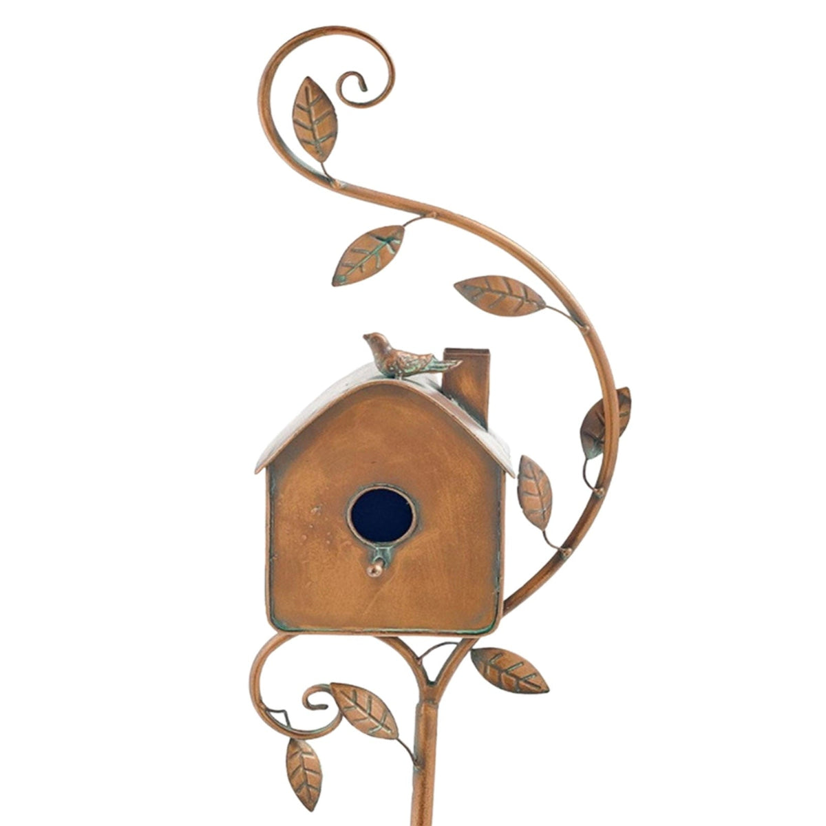 Metallisches Vogelhaus auf Gartenstecker mit Künstlerischem Design für Garten Terrasse Balkon | Sansoti