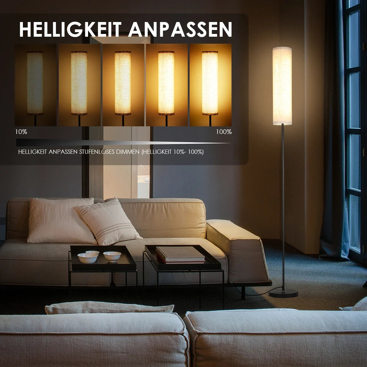 170 cm Dimmable LED Floor Lamp with Remote Control Scandinavian Wood and Metal Warm to Cool White | Sansoti