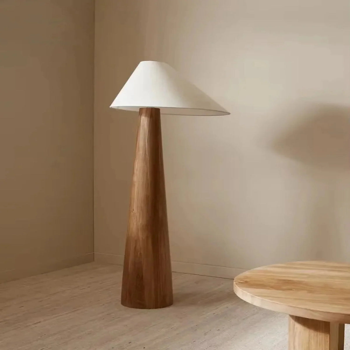 Holzleuchte mit natürlichem Design, Tisch- oder Stehleuchte, 40-165 cm, minimalistische Ambientebeleuchtung, Wohnzimmer | Sansoti