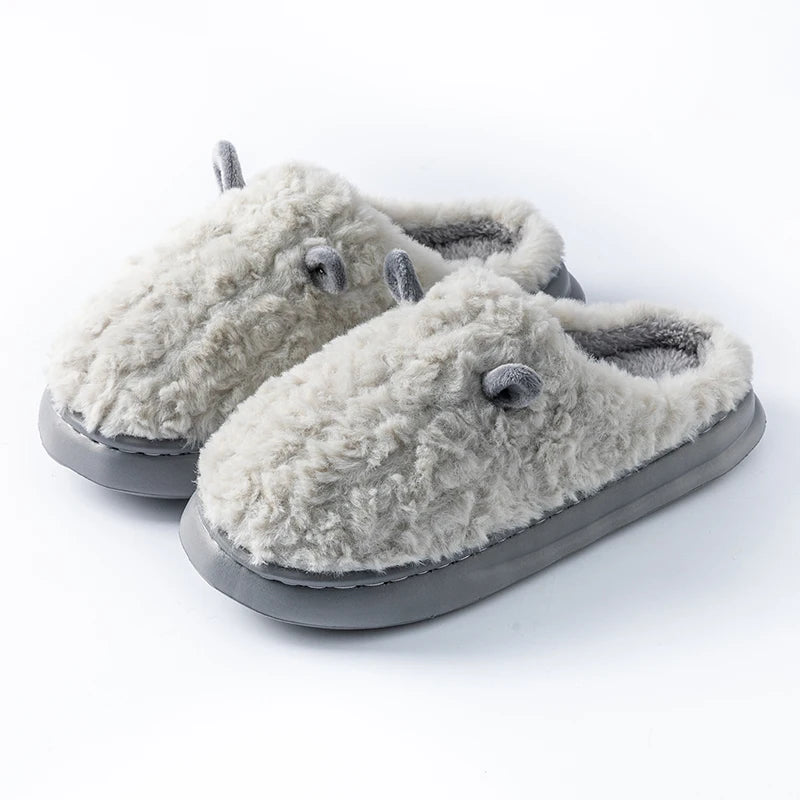 Pluche Winterpantoffels Gesloten Model Dik Gestoffeerd Antislip Warm Comfortabel Binnen Dames Heren Unisex | Sansoti