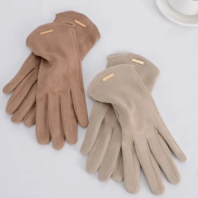 Suède Winterhandschoenen Touchscreen Dames Heren Warm Winddicht Rijhandschoenen Beige Zwart Roze Grijs Winter | Sansoti
