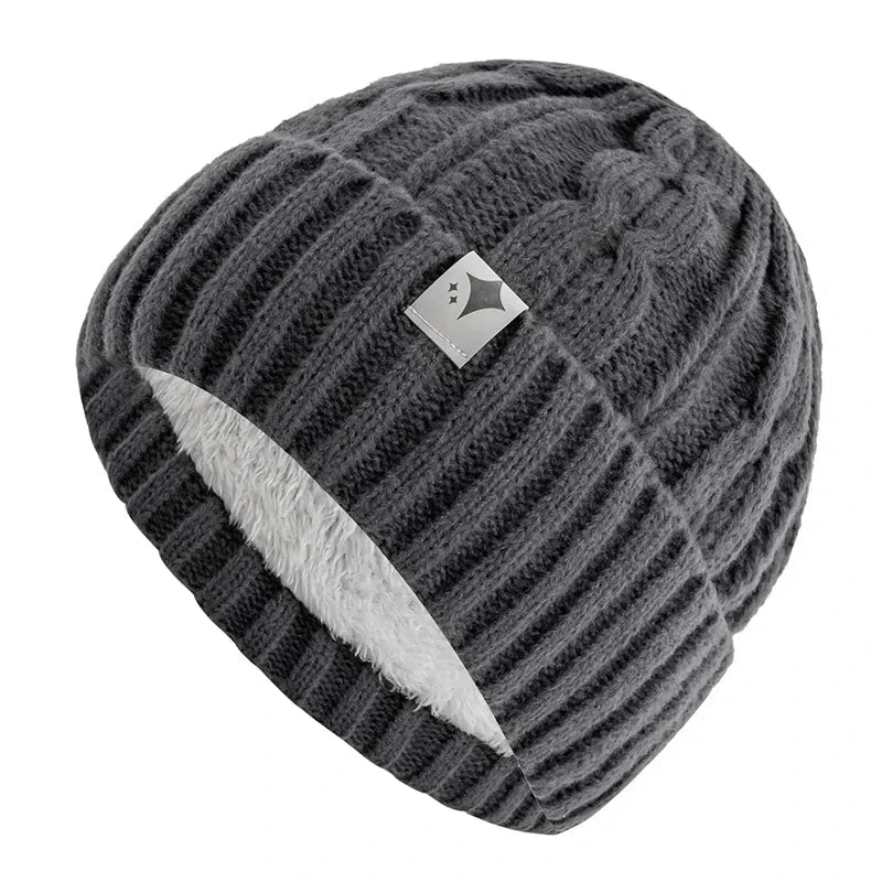 Gestrickte Wintermütze Unisex weiche Acryl-Beanie mit Sternmuster warme Kopfbedeckung 56-60cm Casual Outdoor | Sansoti