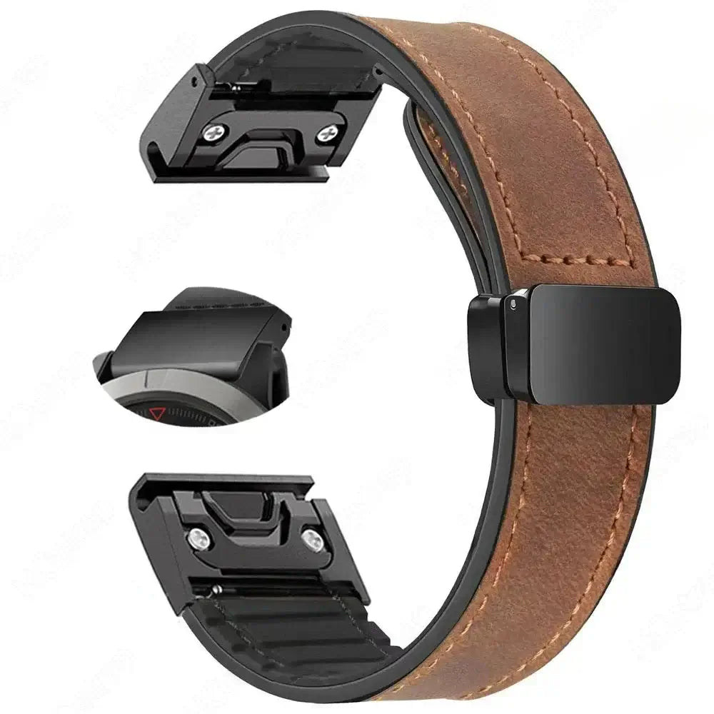 Leather Smartwatch Band with Magnetic Closure Quick-Release System 20mm 22mm 26mm Wristband Universal | Sansoti