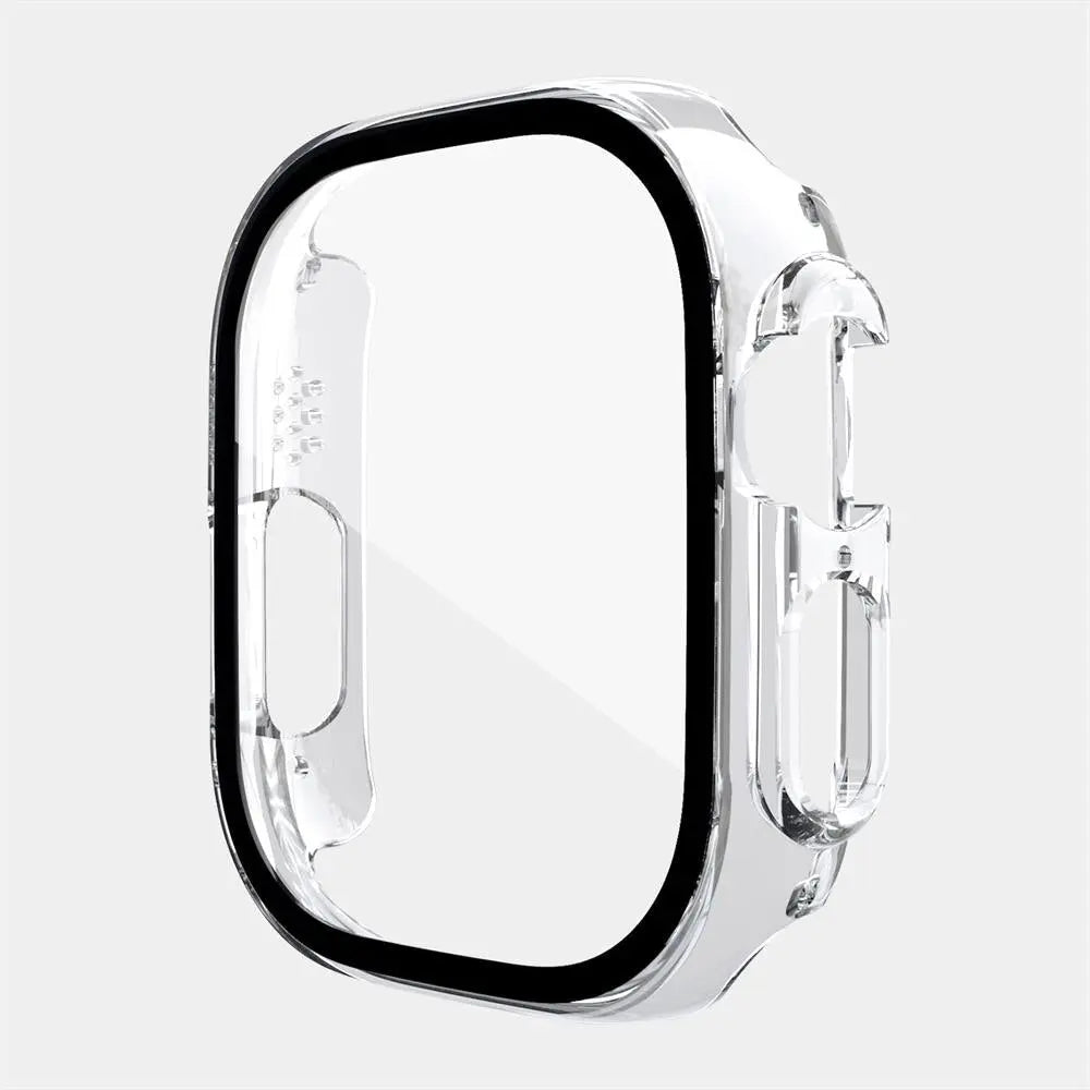 Ochronne etui z poliwęglanu i szkła do smartwatcha 49mm, przezroczyste, czarne, różowozłote, zielone, odporne na zarysowania | Sansoti