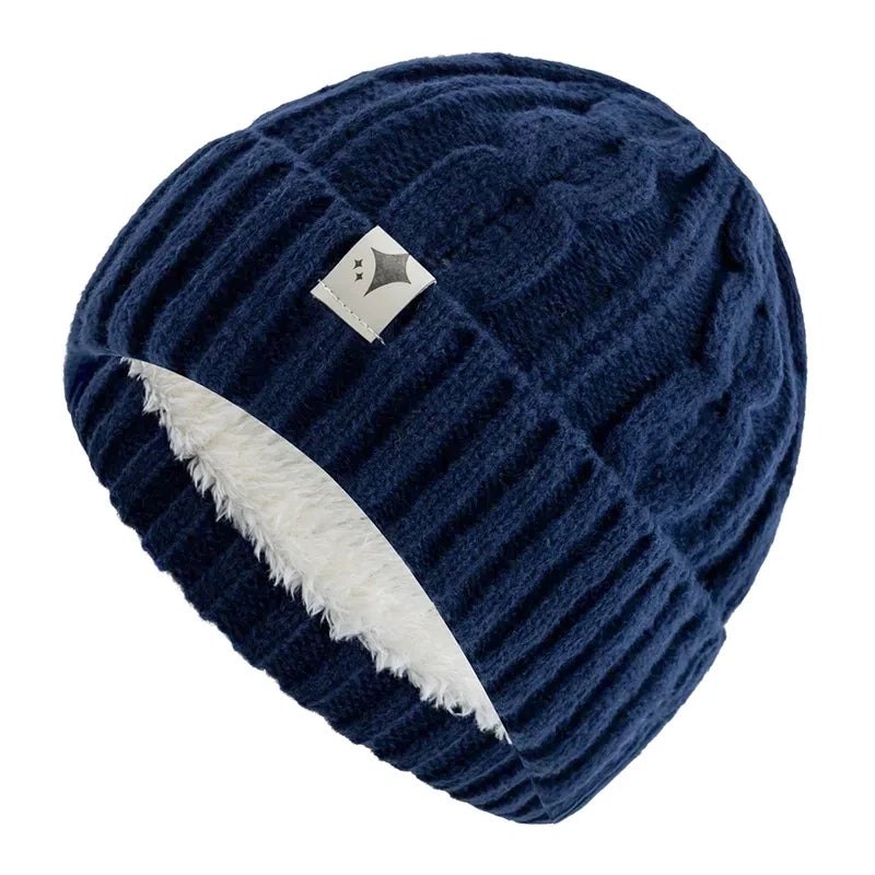 Gestrickte Wintermütze Unisex weiche Acryl-Beanie mit Sternmuster warme Kopfbedeckung 56-60cm Casual Outdoor | Sansoti