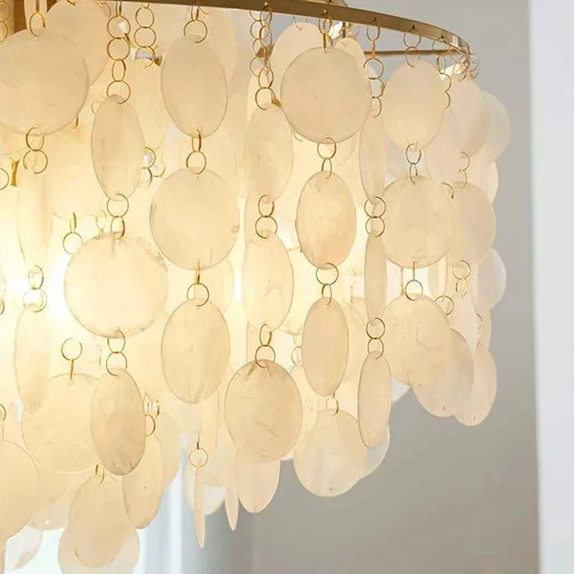Round Shell Chandelier Gold Silver LED Living Room Dining Room Bedroom Hotel Lobby Stairwell Parlor | Sansoti