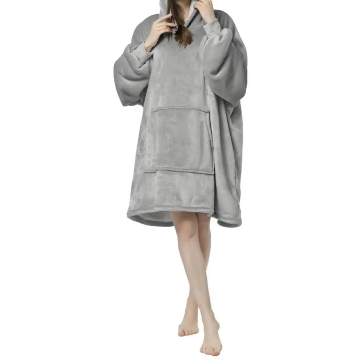 Reversible Hoodie Blanket Fleece Wearable with Pocket Oversized House Robe Loungewear Comfortable Homewear | Sansoti