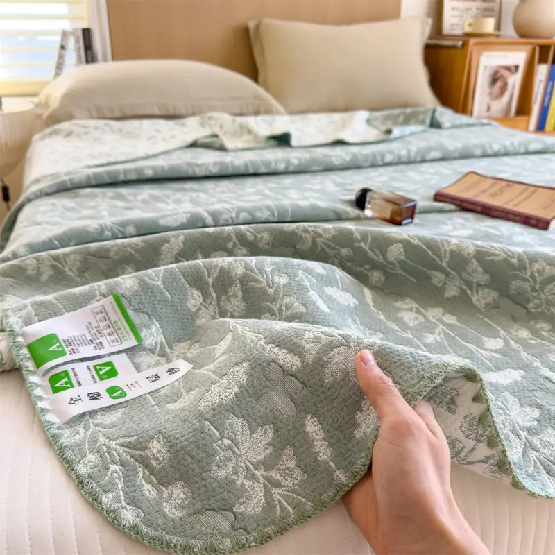 Three-Layer Muslin Throw Pure Cotton Breathable Soft Striped Blanket Living Room Bedroom Sofa Decorative | Sansoti