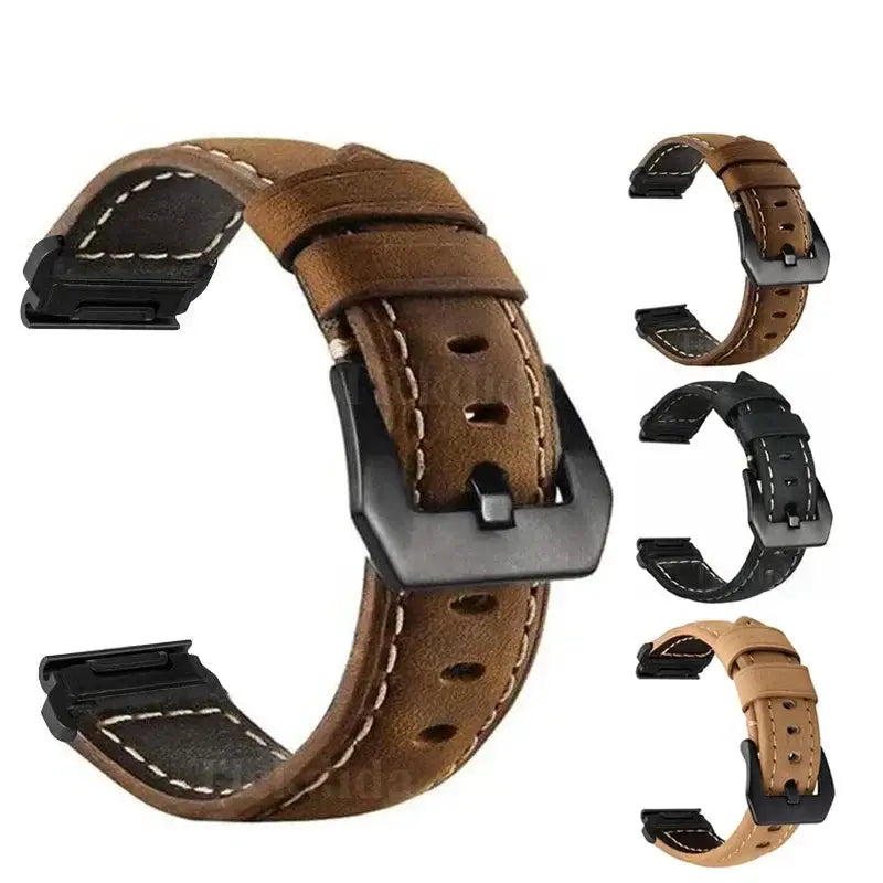 Lederarmband für Smartwatch 22 mm 26 mm Wechselbares Armband Schnellverschluss Braun Schwarz für Sportuhr | Sansoti